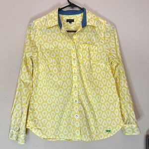 Talbots Button Up Yellow Teard Patterned Petite Women Top Shirt - Size 4P